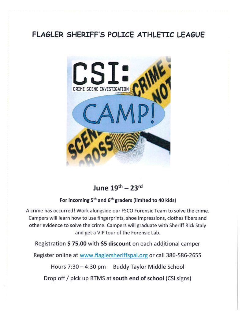 CSI Summer Camp Flagler Beach Police Department